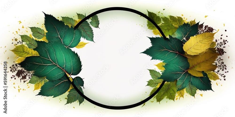 Poster circle with a leaf within the copy space generative ai