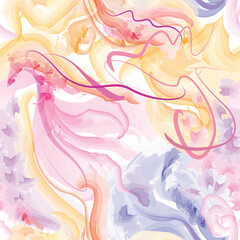 Abstract wavy lines. Beautiful seamless watercolored texture. Endless pattern in bright spring style. Flowing waves abstraction. Modern background for web site business graphics.