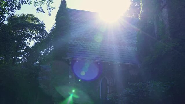 Necropolis Chapel, Necropolis Cemetery, oldest in Toronto established in 1850, located in the Cabbagetown. Gothic style and a designated heritage property. Toronto, Ontario, Canada.