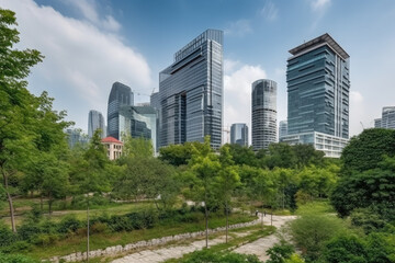 Fototapeta premium central park city created with Generative AI technology