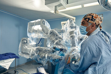 Surgery Da Vinci. Minimally invasive robotic surgery with the da Vinci surgical system. medical...
