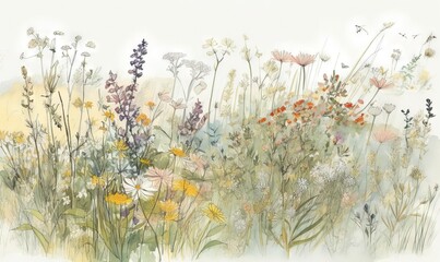  a painting of a field of wildflowers and daisies.  generative ai