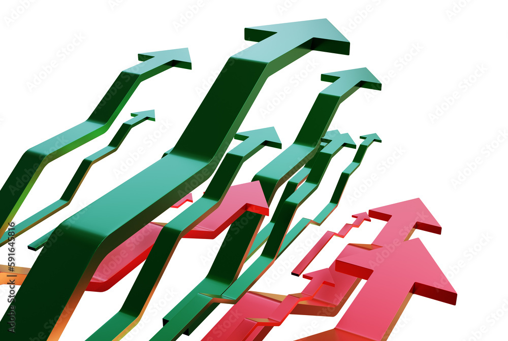 Poster background of arrows pointing to side. red and green pointers. background for infographics. elements