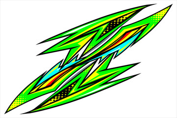 design vector racing background with a unique and cool line pattern. with a blend of bright colors like green, yellow on a white background. perfect for your wrapping design