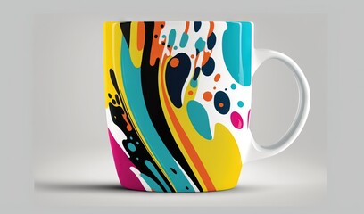  a coffee mug with a colorful design on the inside of it.  generative ai