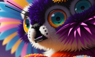 Obraz premium Shaggy hairy woolen cute spider, created with the help of artificial intelligence, AI generative.