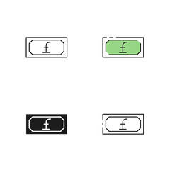 Pound sign banknote vector icon in line style, glyph, Lineal color. Finance, money and online banking sign.