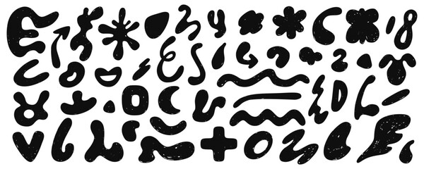 Hand drawn abstract shapes set. Isolated on white background. Vector illustration.