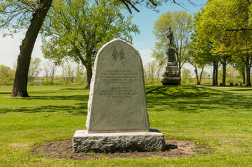 G.A.R. Memorial Statue And Gravestones At Riverside Cemetery, Oshkosh, Wisconsin