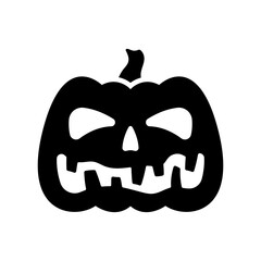 Halloween pumpkin icon. Black silhouette. Front view. Vector simple flat graphic illustration. Isolated object on a white background. Isolate.