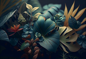 Nature and Plants, Refreshing Lush Greenery Illustration, with Licensed Generative AI Technology Assistance