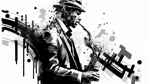 Jazz black and white collage by Generative AI