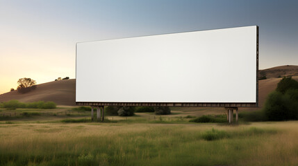 Large Blank Billboard in Serene Rural Setting: High-Resolution Photograph of Solitude Amidst Nature