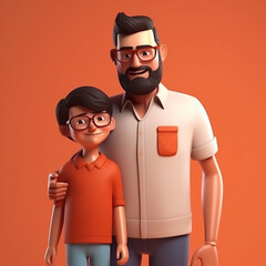 A Little Boy and his Father with Glasses. Happy fathers day concept, generative ai