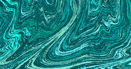 Teal turquoise marble ink texture vector background. Sea waves summer pattern.