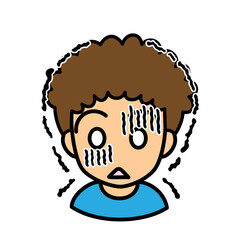 ブログで使えるアイコン　ベクター版　男性02天然パーマ　恐怖顔
