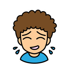 ブログで使えるアイコン　ベクター版　男性02天然パーマ　焦り顔
