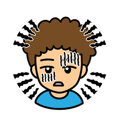 ブログで使えるアイコン　ベクター版　男性02天然パーマ　苦しい顔
