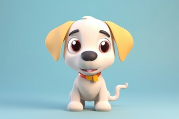 3D cartoon cute puppy. Generative AI