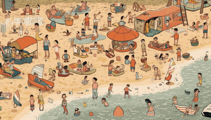 An Illustration of a Beach on a Sunny Day