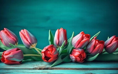 bouquet of red tulips