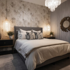 Fototapeta na wymiar bedroom in luxury hotel
