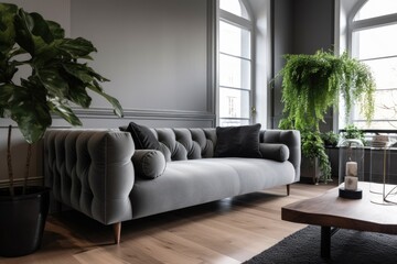 Render of luxury home interior, living room Generative AI