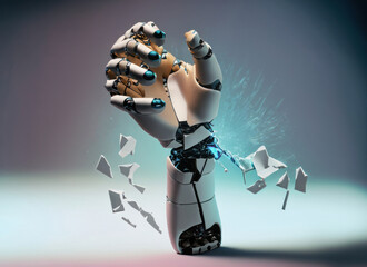 Une main de robot qui éclate en morceaux - genrative Ai