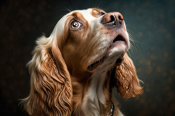 cocker spaniel dog portrait isolated on gray background. Generative AI