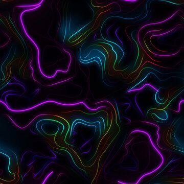Neon Night Lights in Abstract Dark Background - AI Generated Image