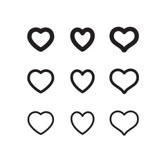 Heart shape linear icons. Love symbols.