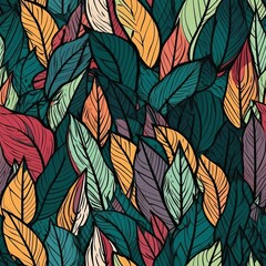 Fototapeta na wymiar Create a fresh and modern look with this seamless pattern featuring abstract leaves. Perfect for a variety of design projects. AI Generation