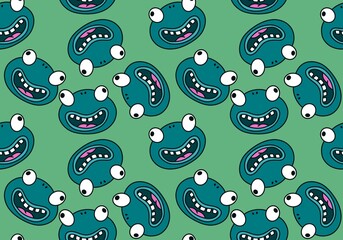 Cartoon kawaii animals seamless frogs pattern for wrapping paper and fabrics and linens and kids clothes print