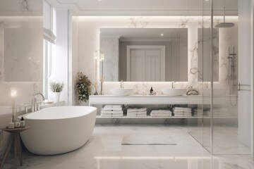 Naklejka na ściany i meble Modern bathroom interior Generative AI