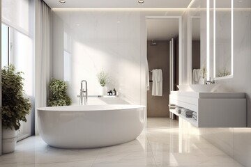 Naklejka na ściany i meble Modern bathroom interior Generative AI