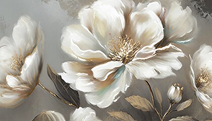 Naklejka na ściany i meble Spring white flower bloom abstract background, illustration
