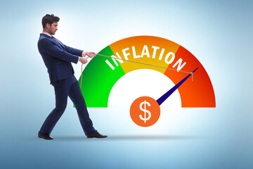 Businessman in the high inflation concept