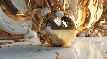 clean 3d render of gold and marble generative ai