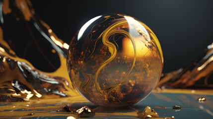 clean 3d render of gold and marble generative ai