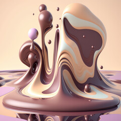 Splash of chocolate or Cocoa in pastel colors. Created with generative AI tools