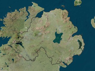 Northern Ireland, United Kingdom. High-res satellite. No legend