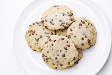 chocolate chip cookies on plate