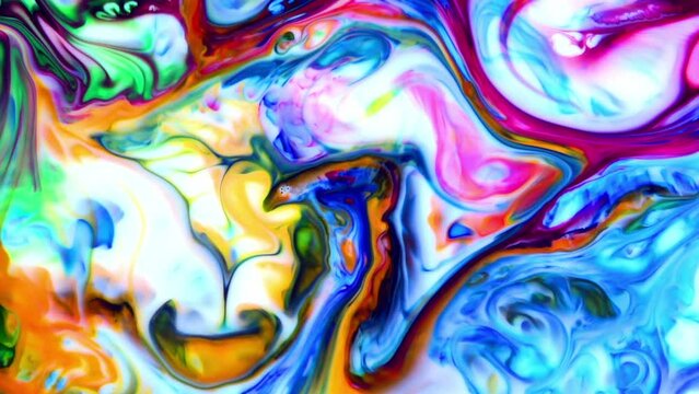 Very Nice Ink Abstract Psychedelic Paint Liquid Motion Background Texture 4k Video.