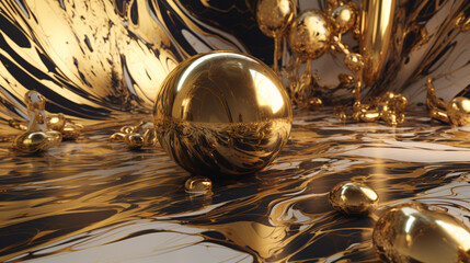 glossy golden and marble mix wallpaper generative ai