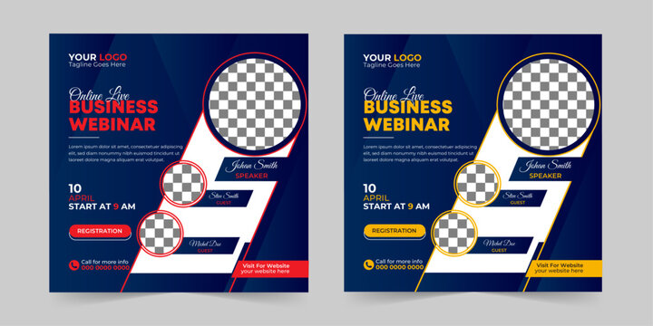 Editable business live webinar conference square social media post and digital marketing promotion advertising banner design template