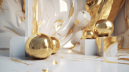 glowing gold and marble mixture pattern wallpaper generative ai