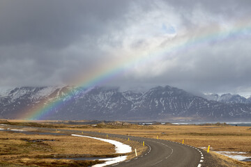 Rainbow over the Icelandic ring road