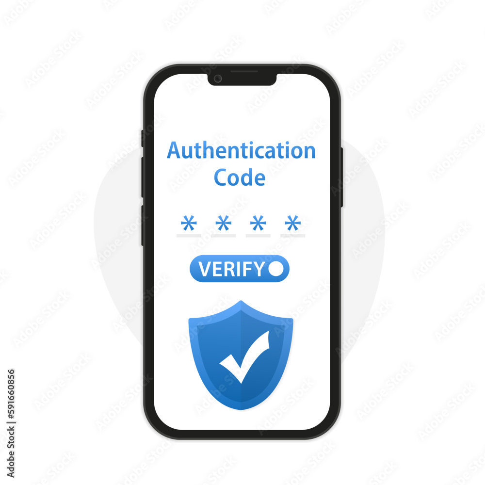 Poster smartphone with two-factor authentication. illustrations for websites, landing pages, mobile apps, p