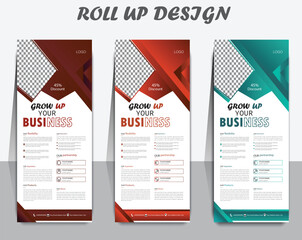 modern design template for business presentation.  Roll up banner template. layout corporate roll up banner signage standee template. professional corporate roll up banner design.