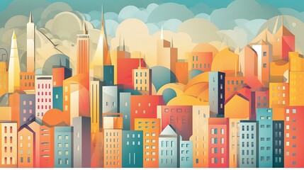 Obraz premium Vibrant Vector City, Town and Country, Abstract Vector Background, City Life, Clean Air, Buildings and Skyscrapers, Created using generative AI.